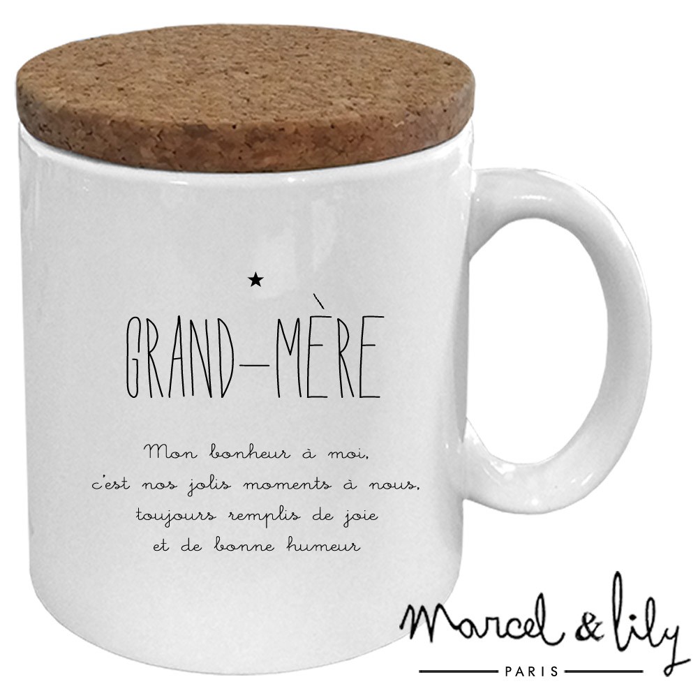 Mug avec son couvercle en liège  "Grand-Mère"