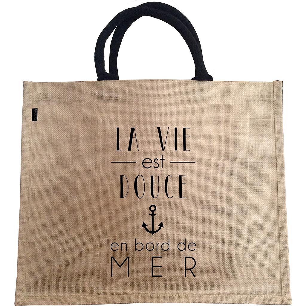 Sac Jute "La vie est douce en bord de mer"