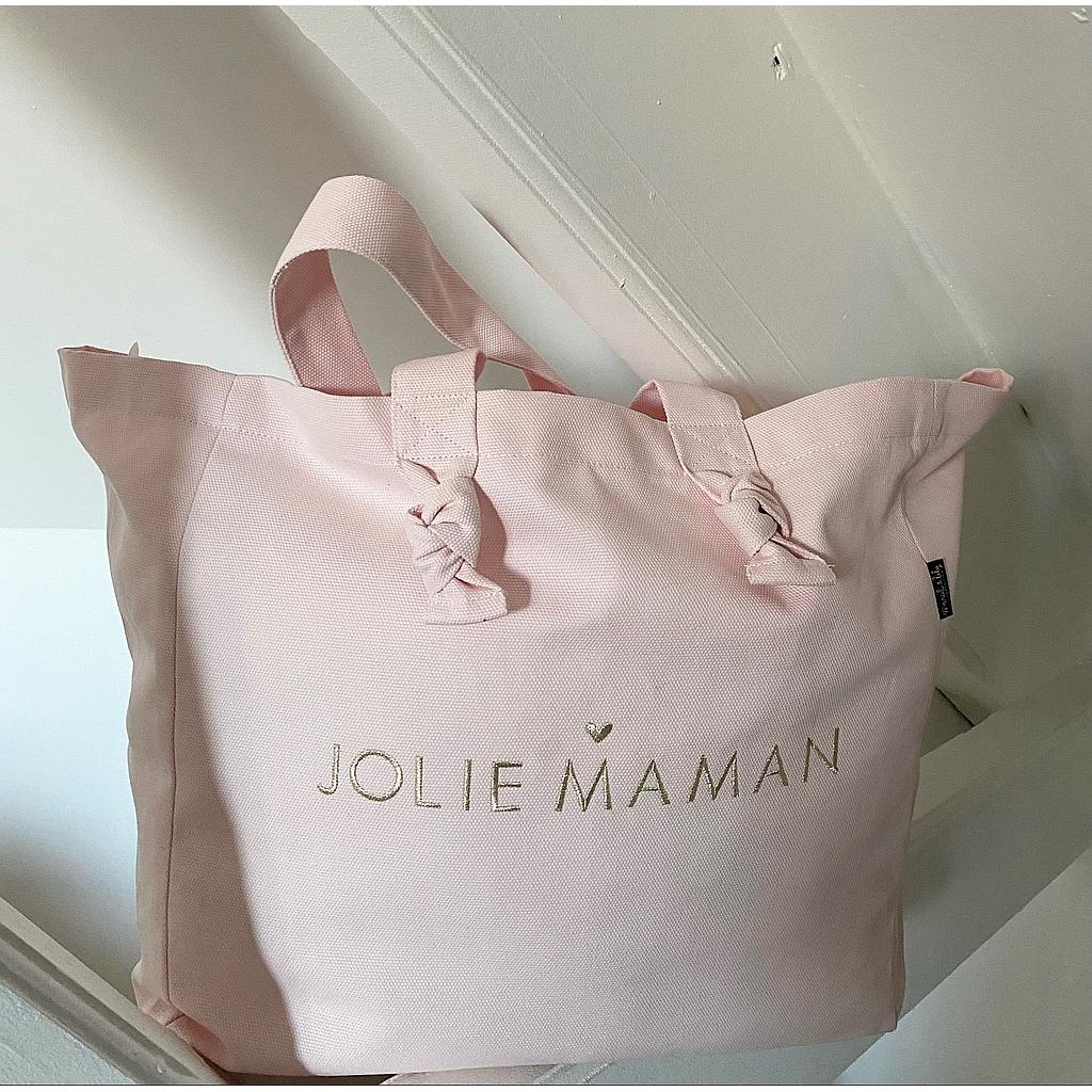 Cabas brodé -Pétale de rose  "Jolie Maman"