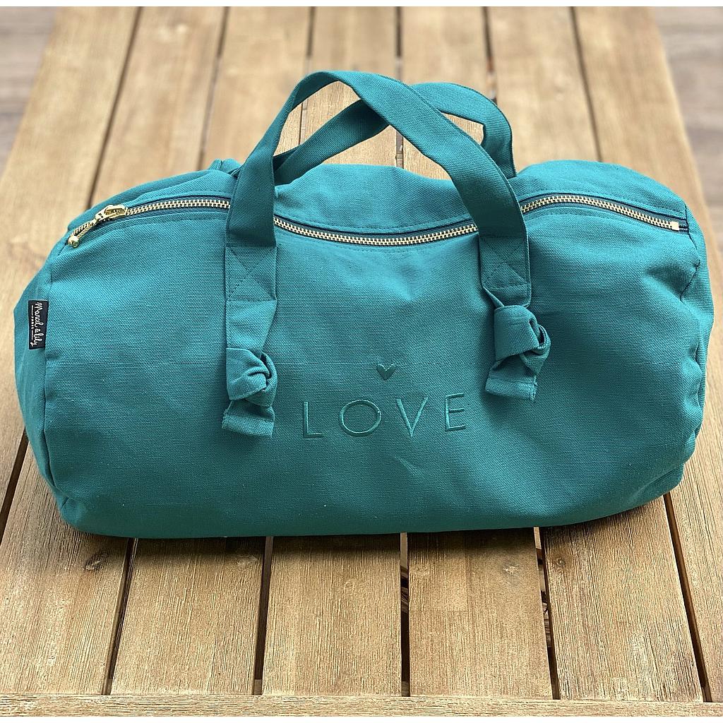 Mini sac polochon- bleu canard - LOVE-