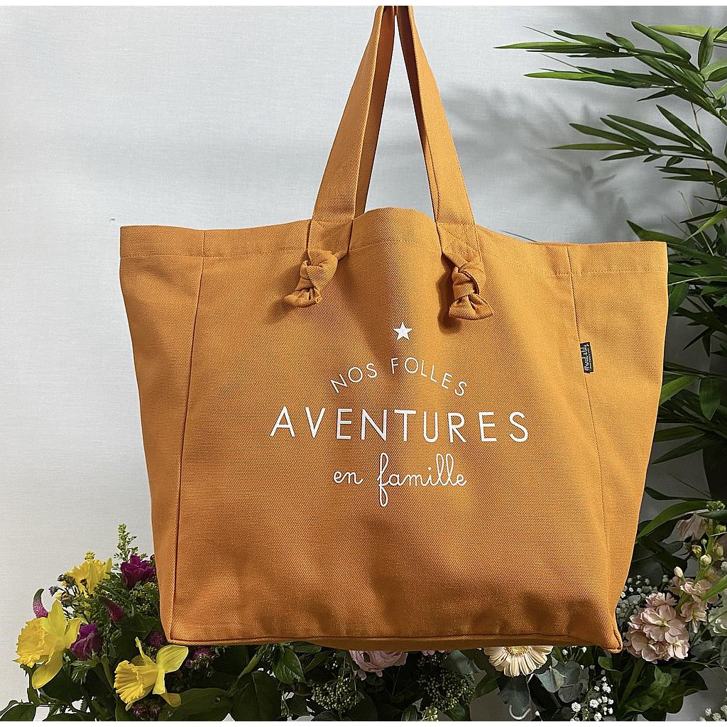 Cabas Lily- orange confite "Nos folles aventures en famille"