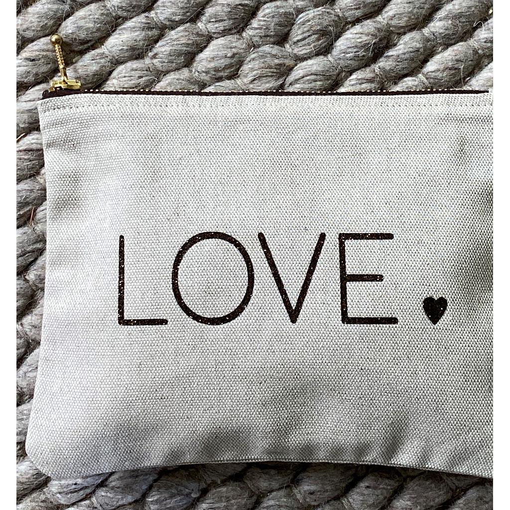 Trousse en lin-coton " love "