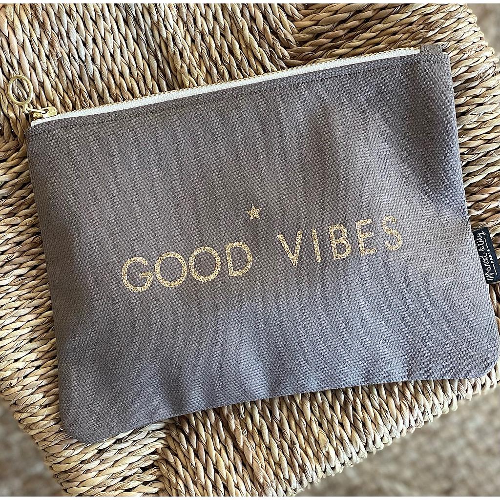 Trousse warm taupe "GOOD VIBES"