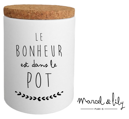 Pot avec son couvercle en liège "Le Bonheur est dans le pot"