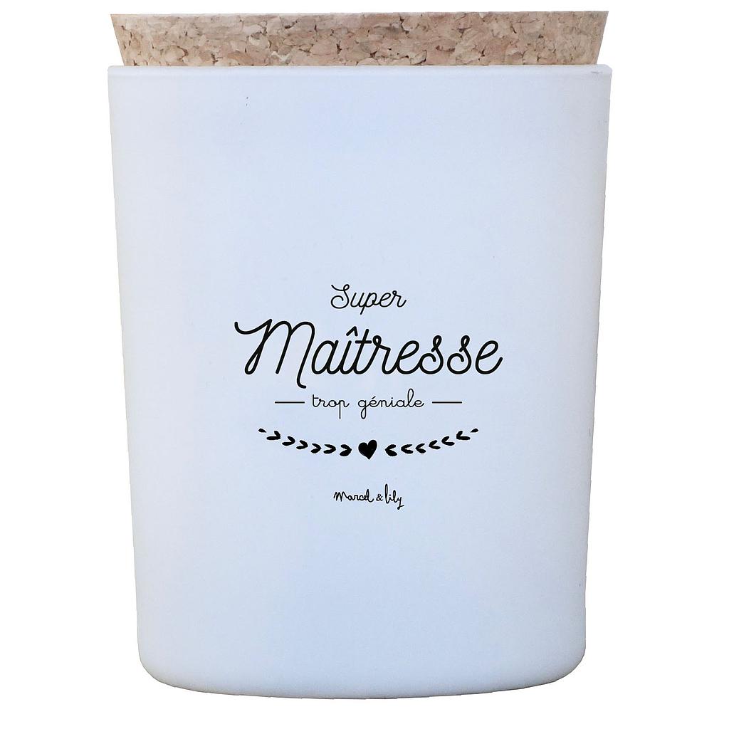 Bougie  "Super Maîtresse trop géniale" - Fleur de coton