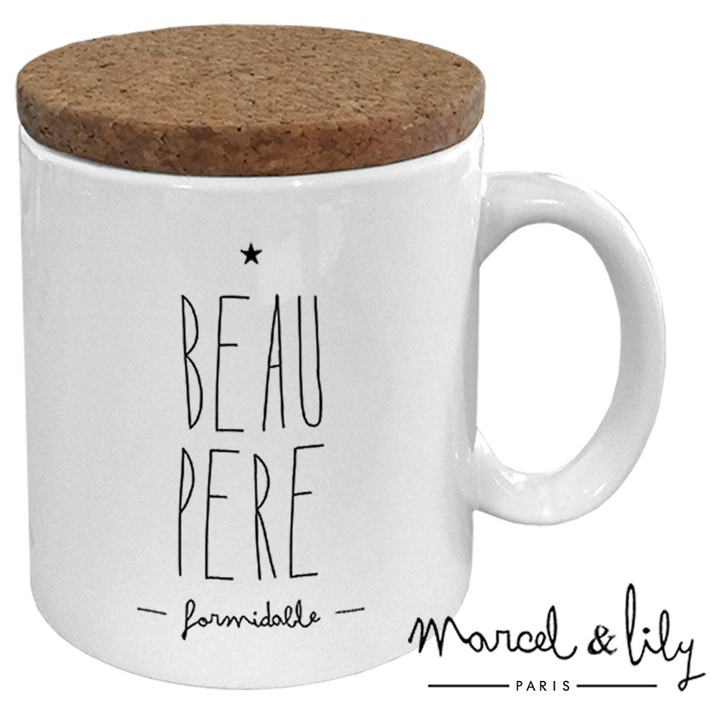 Mug avec son couvercle en liège  "Beau Père"