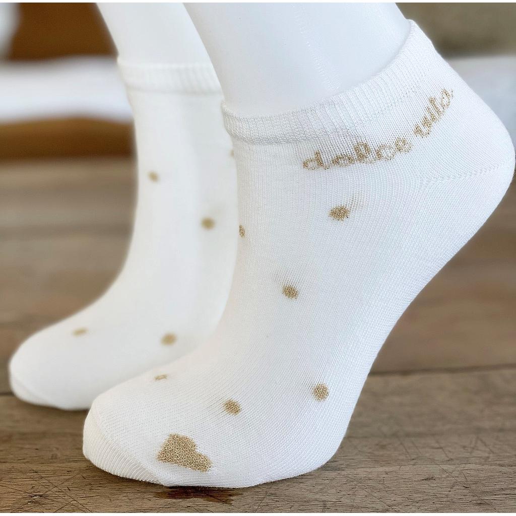 Socquettes  " Dolce Vita " Milk et or
