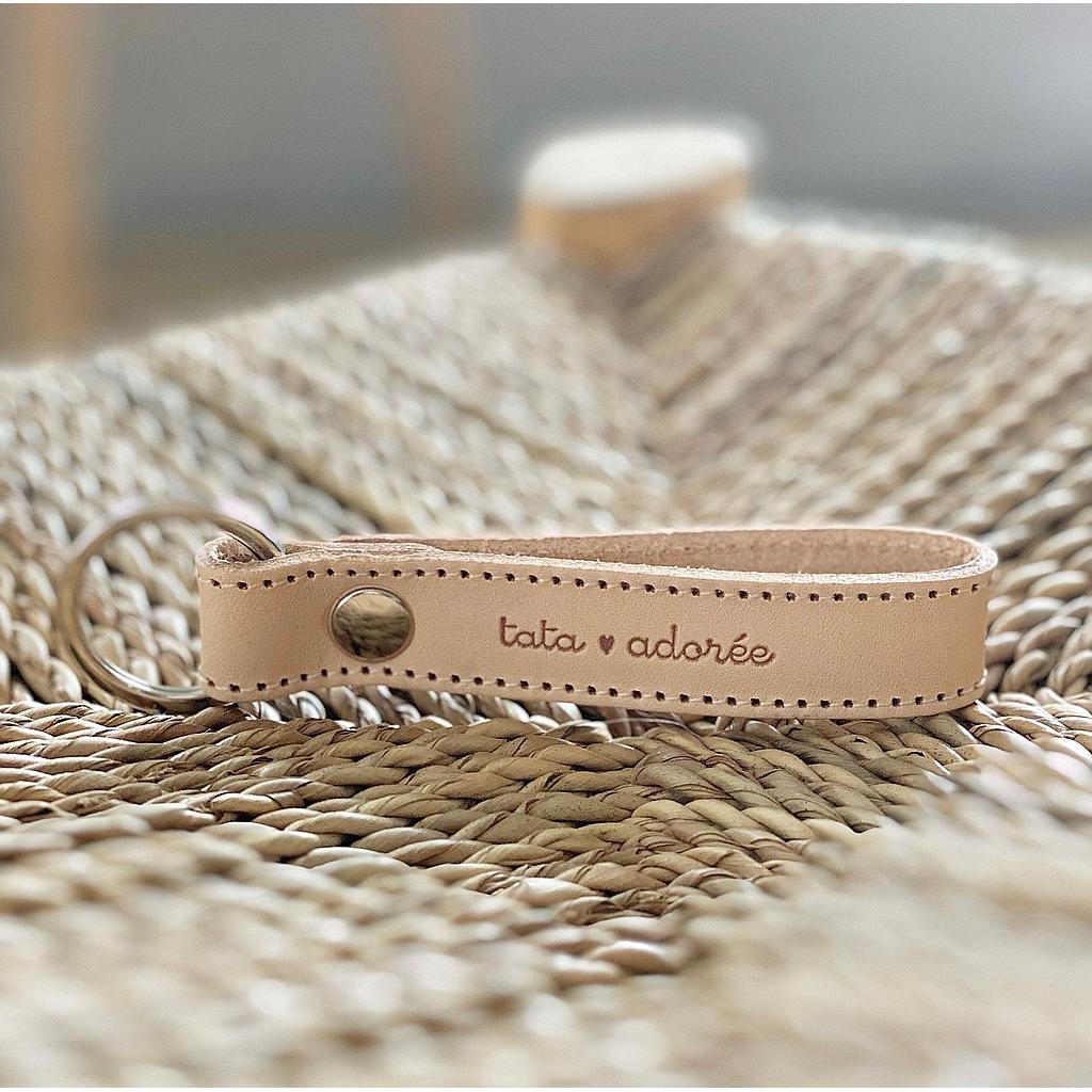 Porte clefs - Cuir naturel " tata adorée