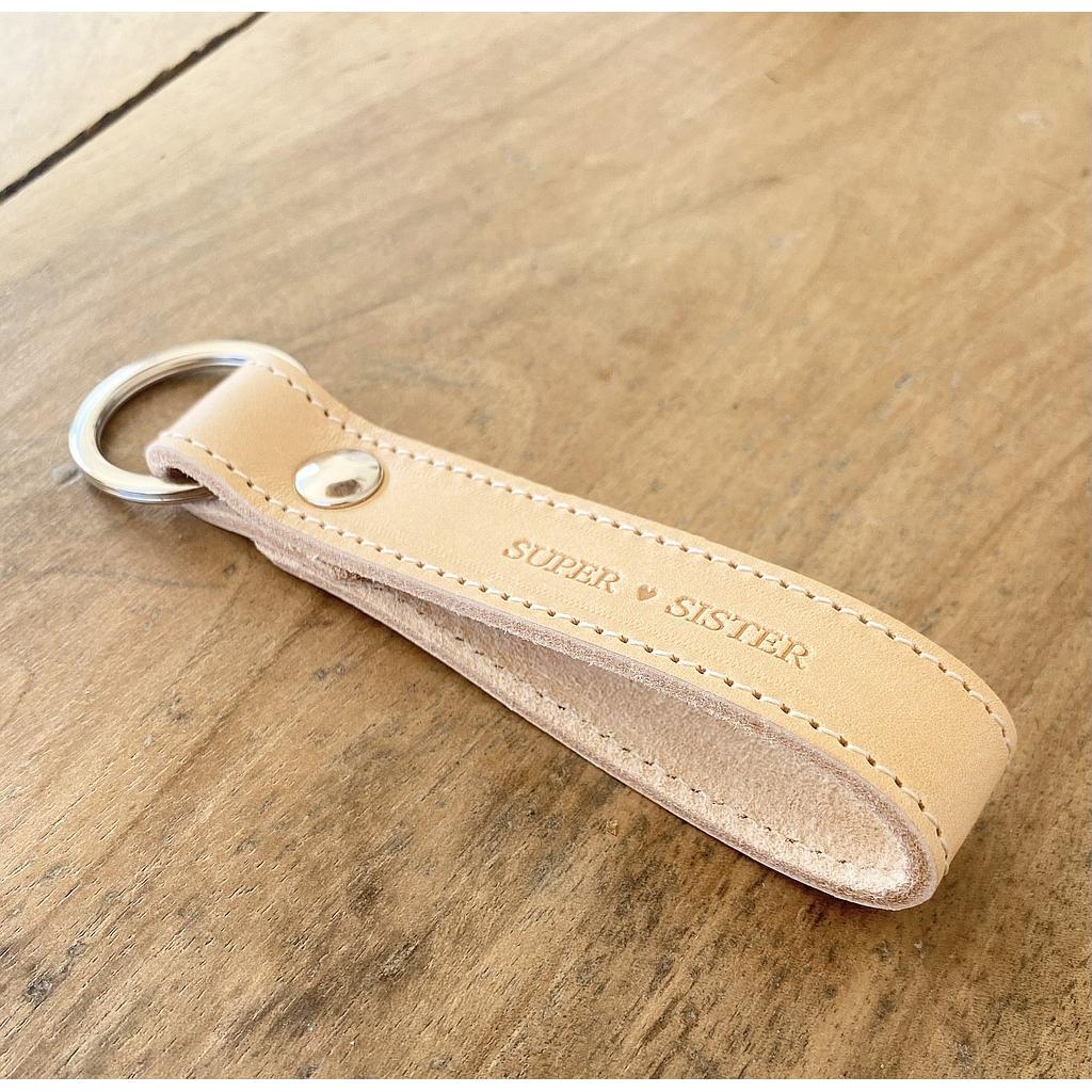 Porte clefs - Cuir naturel "Super Sister"