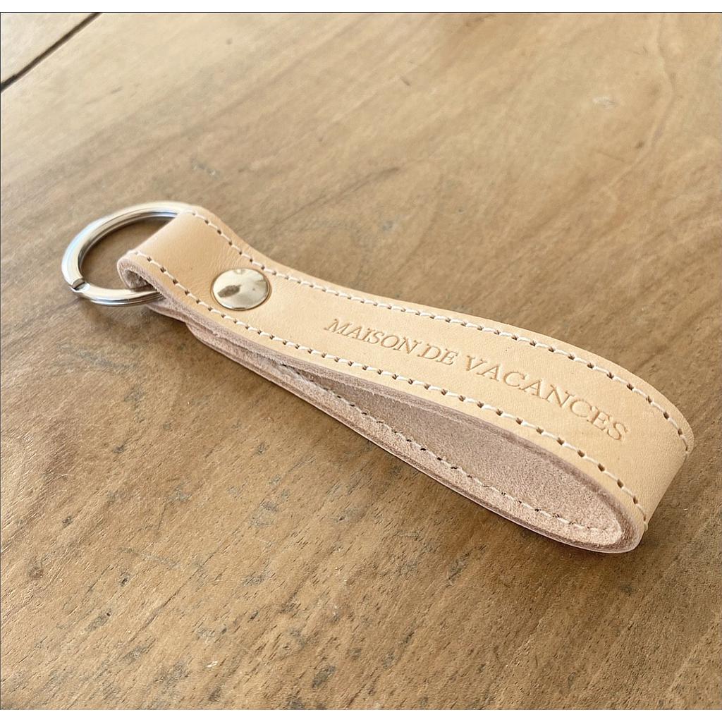 Porte clefs - Cuir naturel "Maison de Vacances"