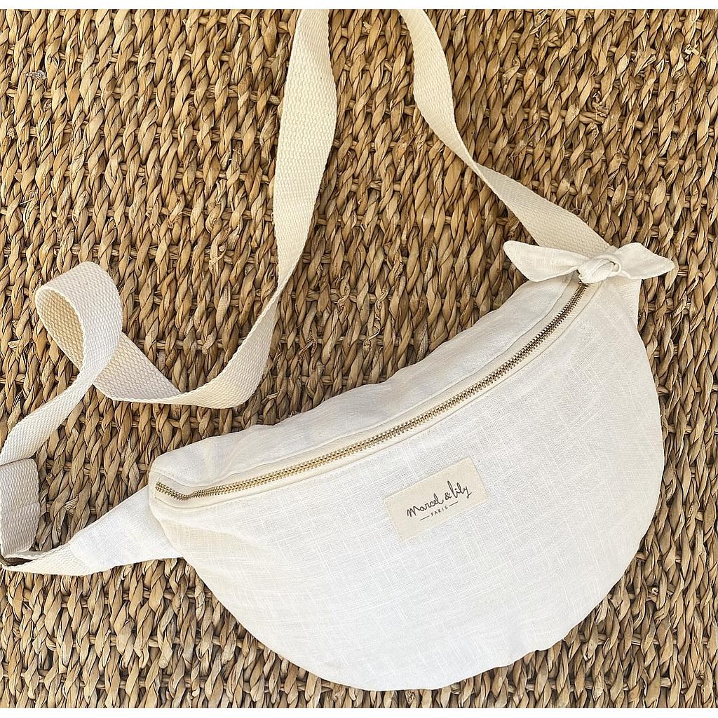 Sac Banane 100% lin -Blanc craie