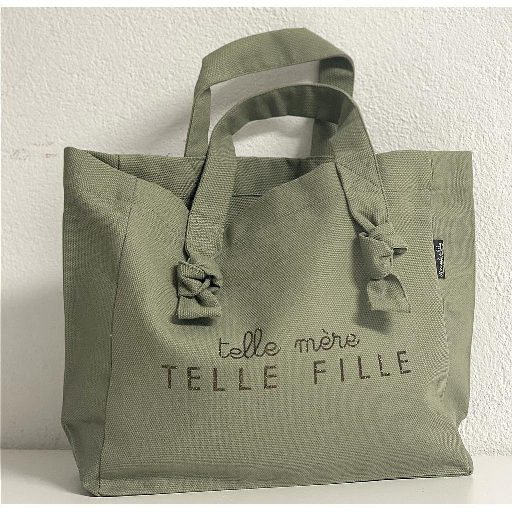 Mini Cabas Lily  tilleul "telle mère telle fille"
