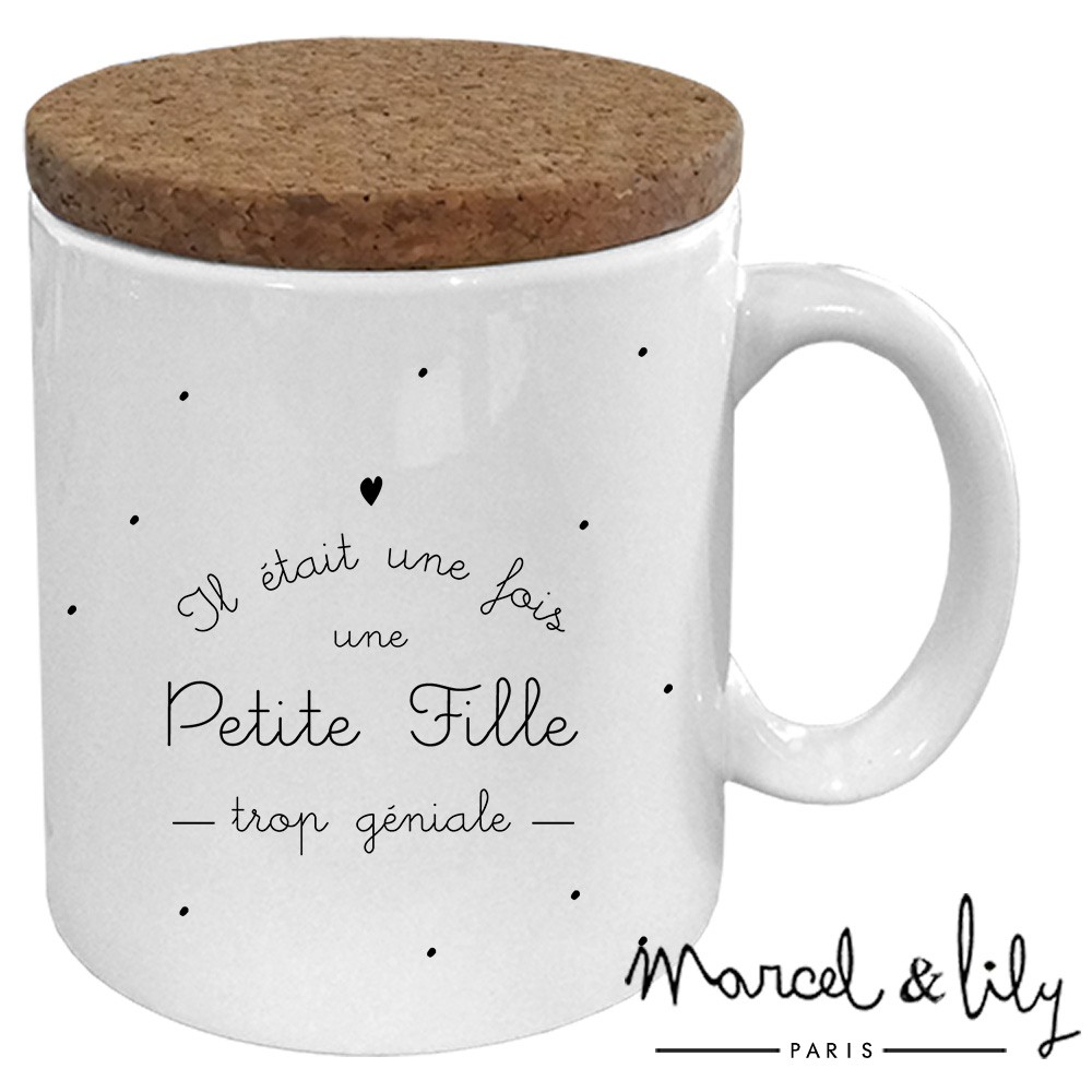 Mug avec son couvercle en liège "Il était une fois une petite fille"
