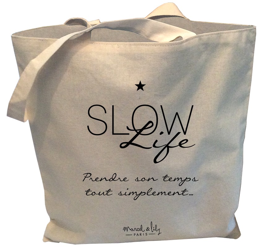 Tote-Bag réversible écru "Slow Life"