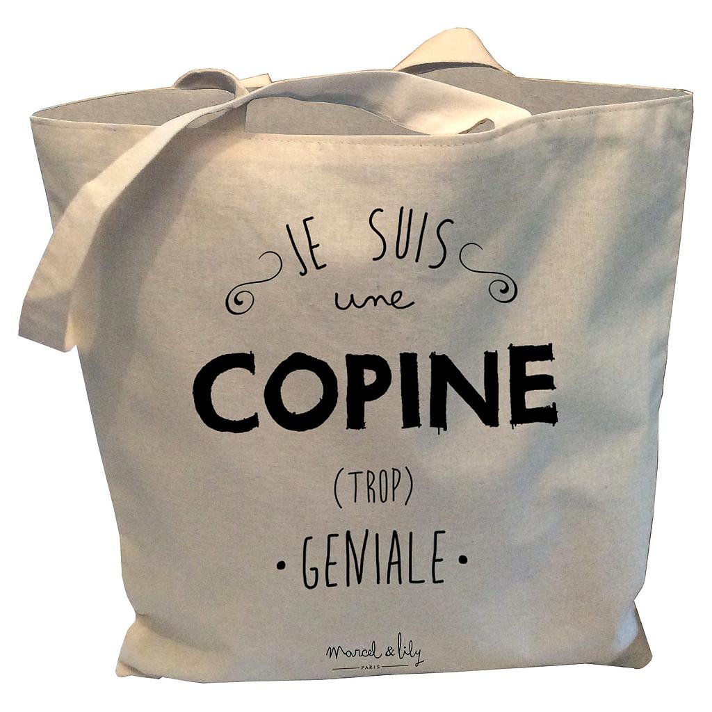 Tote-Bag réversible écru "Je suis une copine trop géniale"