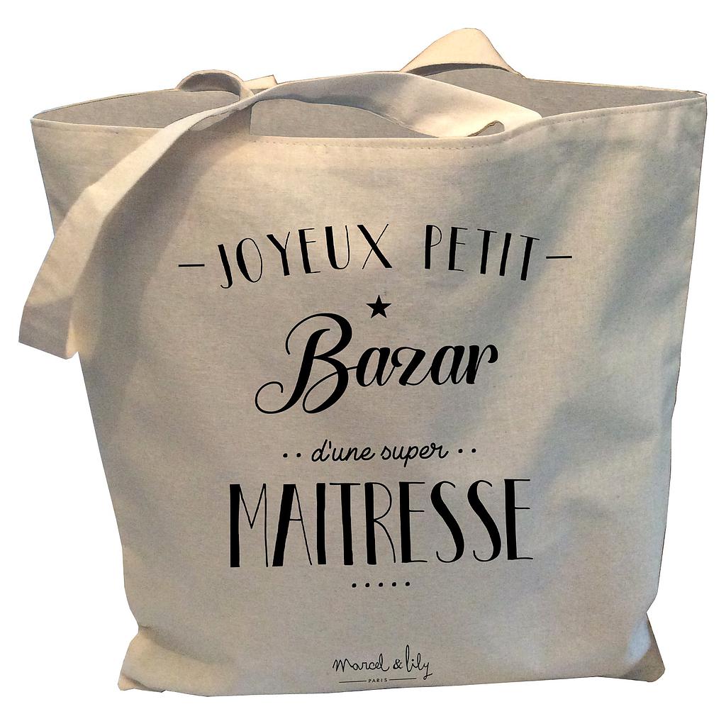 Tote-Bag réversible écru "Joyeux petit bazar d'une super Maîtresse"
