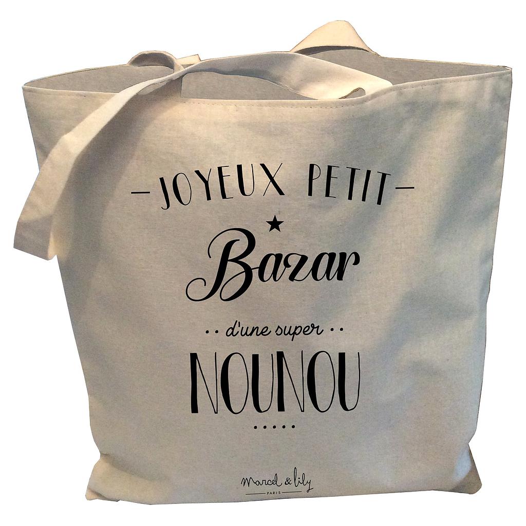 Tote-Bag réversible écru "Joyeux petit bazar d'une super Nounou"