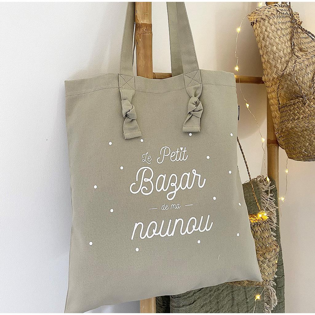 Tote-Bag à noeuds couleur lin " Nounou"