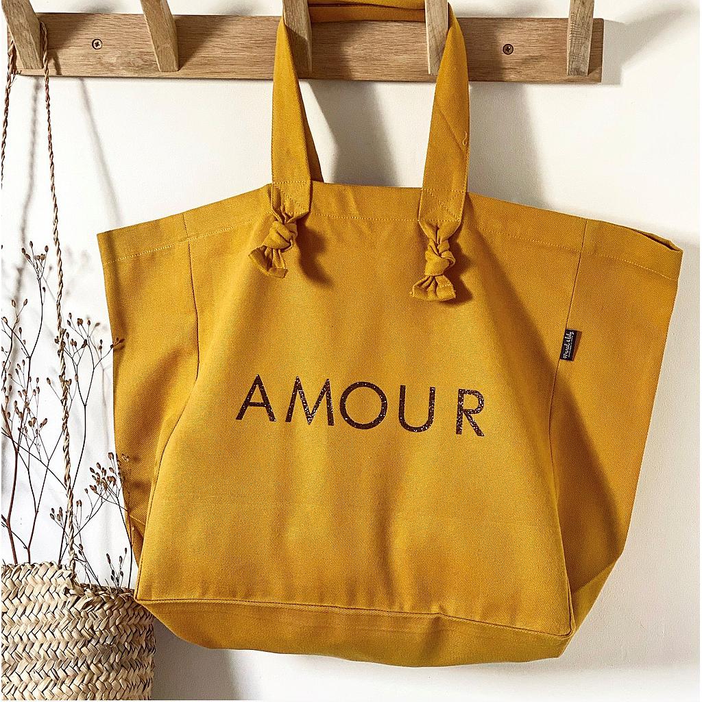 Cabas Lily  moutarde " Amour"
