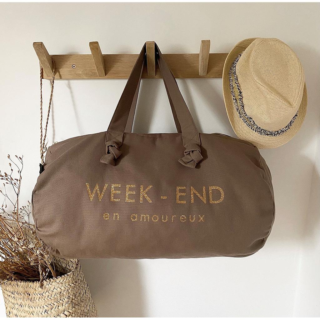 Sac Polochon warm taupe - Week-end en amoureux