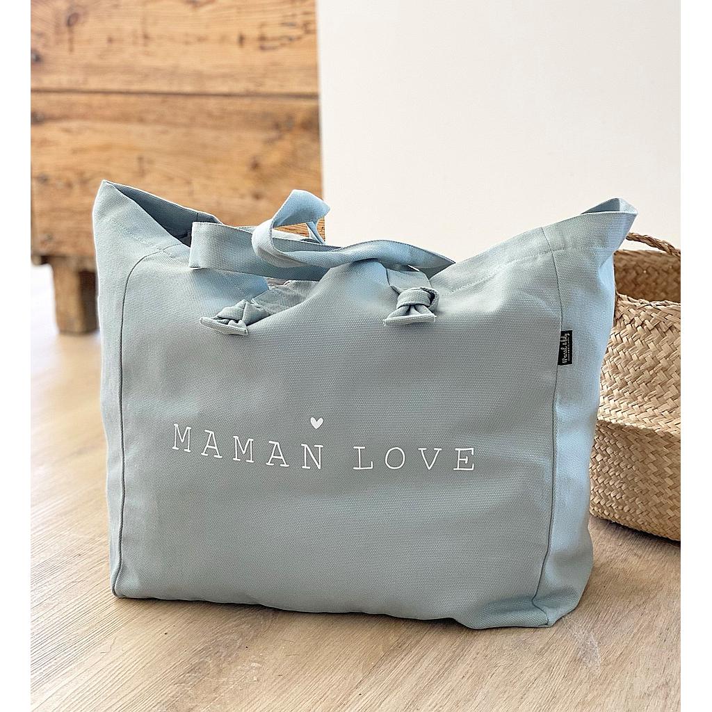 Cabas Lily bleu caraïbe "Maman Love"