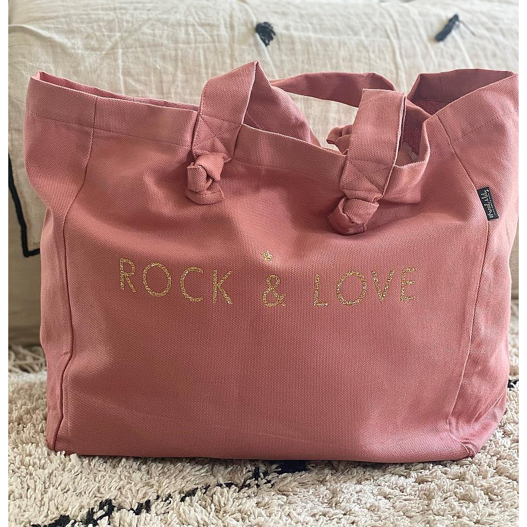 Cabas Lily- vieux rose "Rock and Love"
