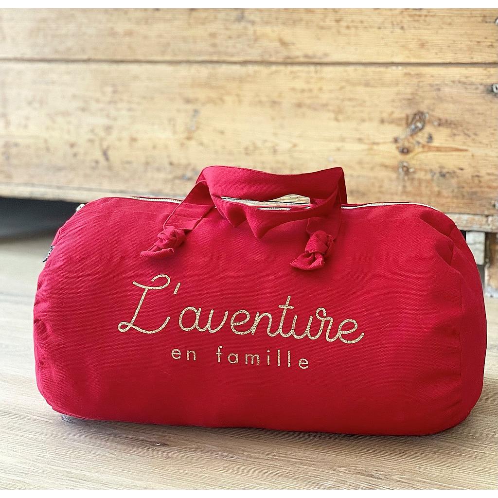 Sac Polochon rouge coquelicot- L'aventure en Famille