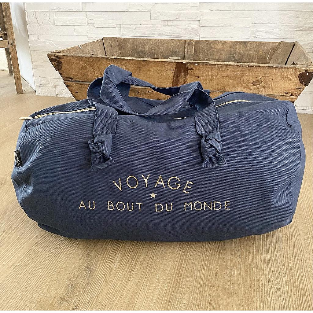 Sac Polochon -bleu denim- Voyage au bout du monde