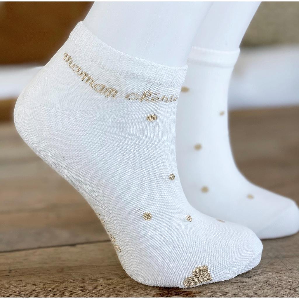 Socquettes  " Maman Chérie" Milk et or