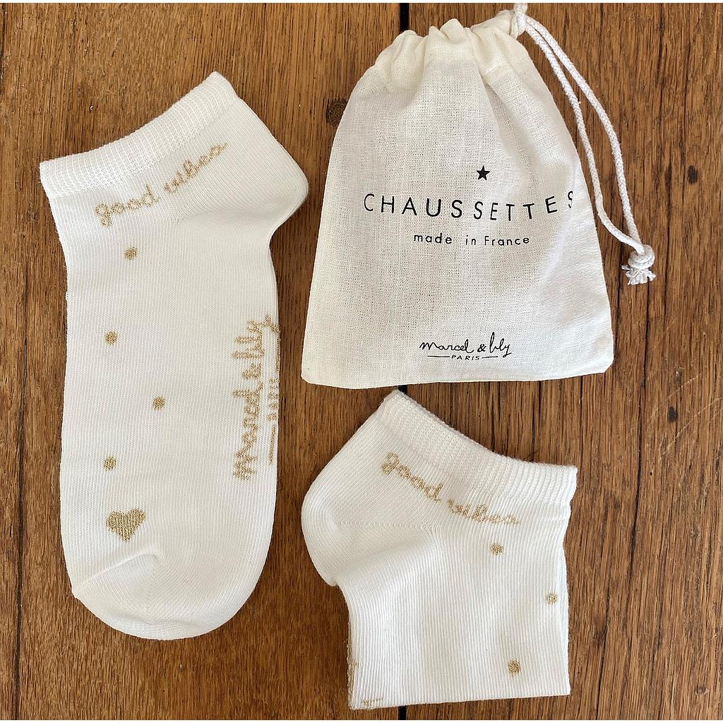 Socquettes  " Good Vibes " milk et or