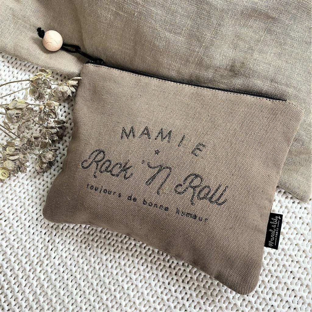 Trousse en lin-coton "Mamie Rock'N Roll"