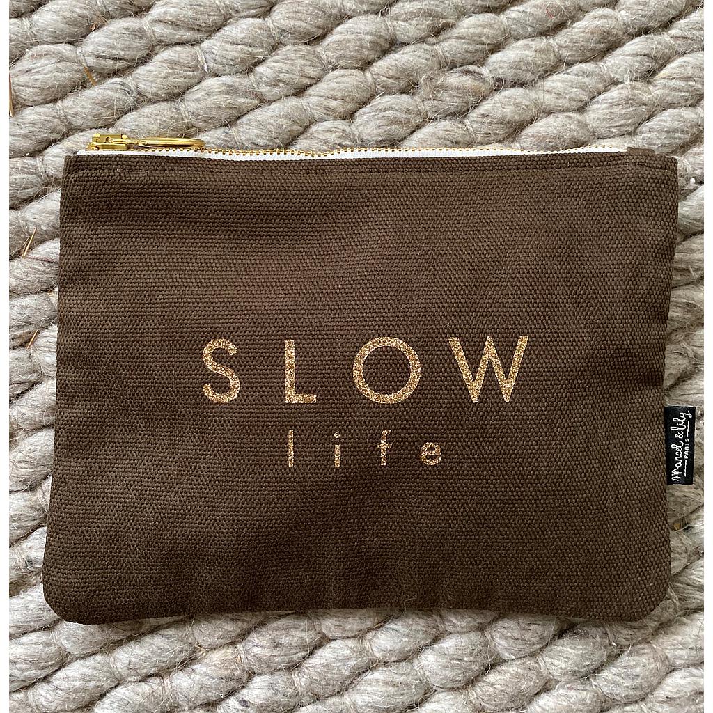 Trousse - chocolat- " SLOW LIFE "