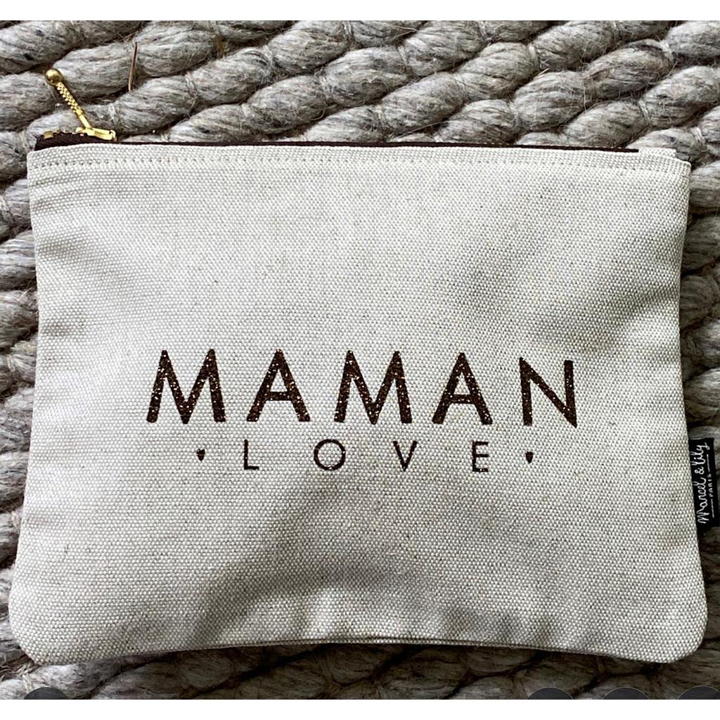 Trousse en lin-coton " Maman Love "