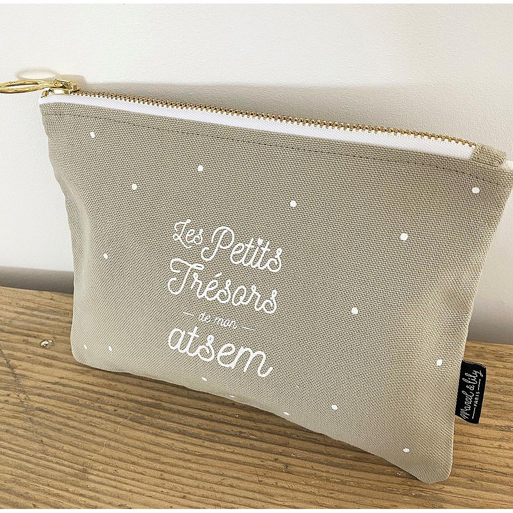 Trousse couleur lin  "Les petits trésors de mon ATSEM"