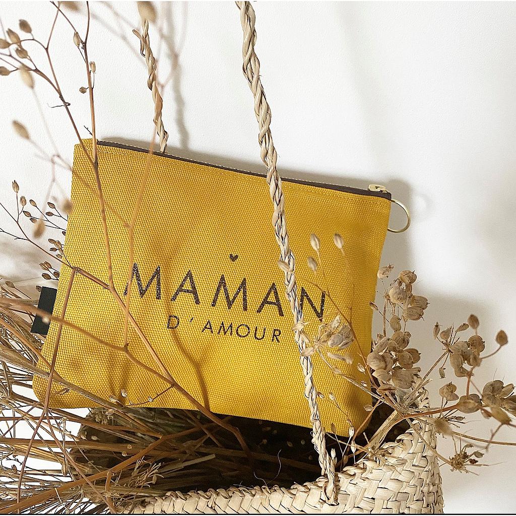 Trousse moutarde  "Maman d'amour" - SERIE LIMITEE