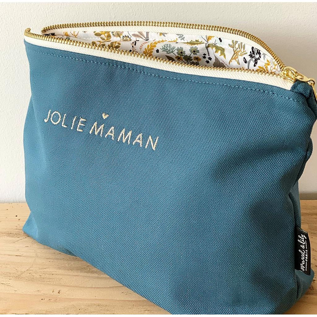 Grande Trousse- bleu canard "Jolie Maman"