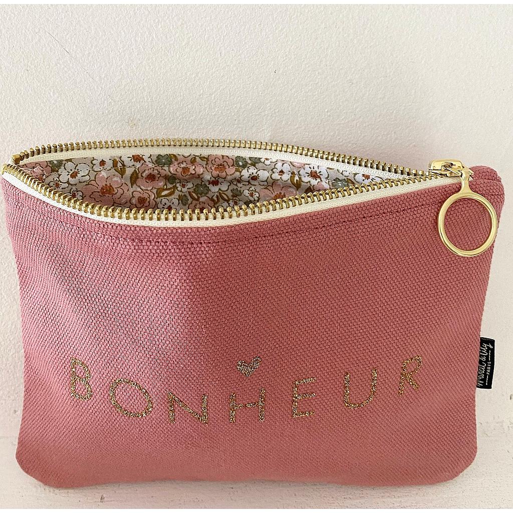 Trousse vieux rose "Bonheur"