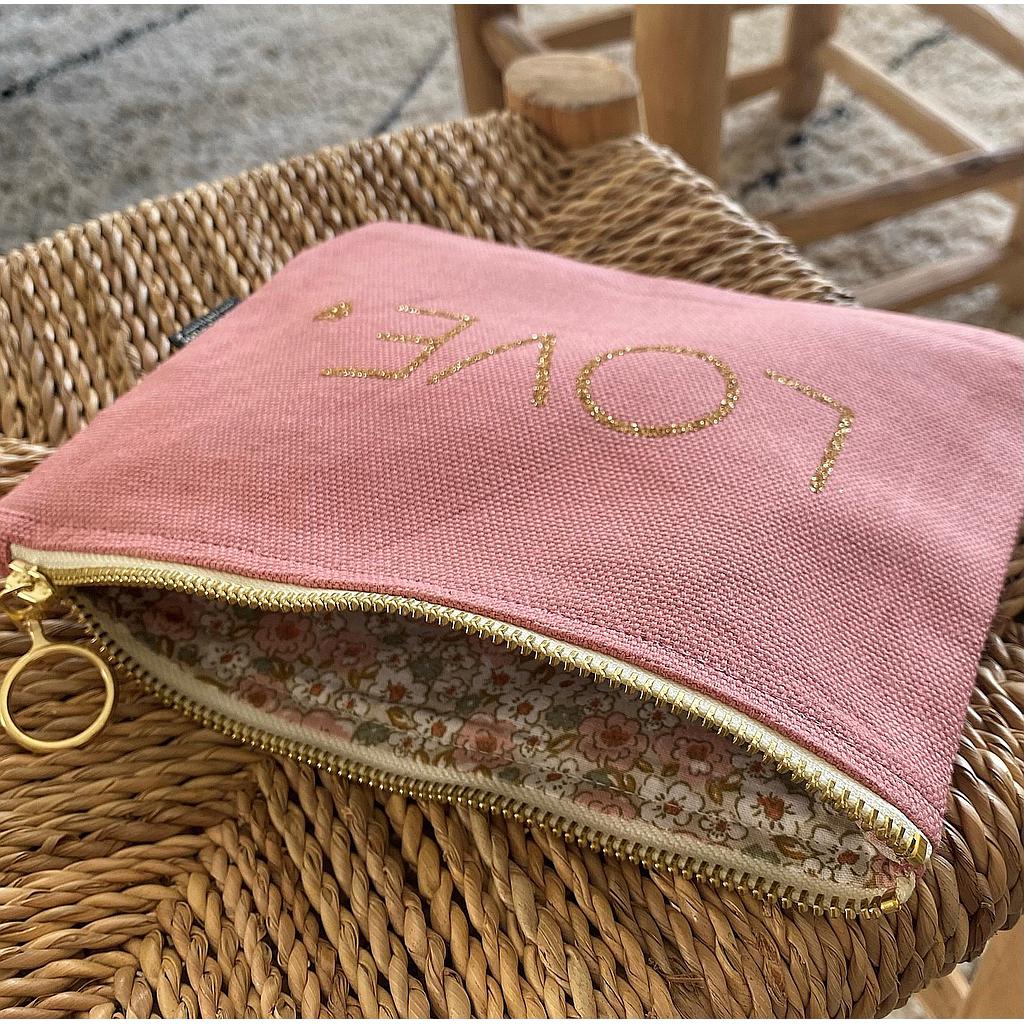 Trousse vieux rose "LOVE"