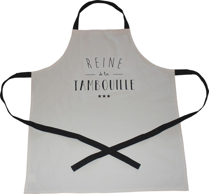 Tablier "Reine de la tambouille" + pochon tissu