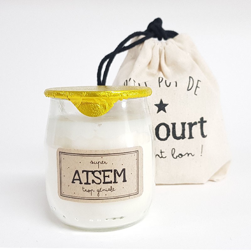 Bougie P'tit pot de yaourt "ATSEM" Pistache-Amande