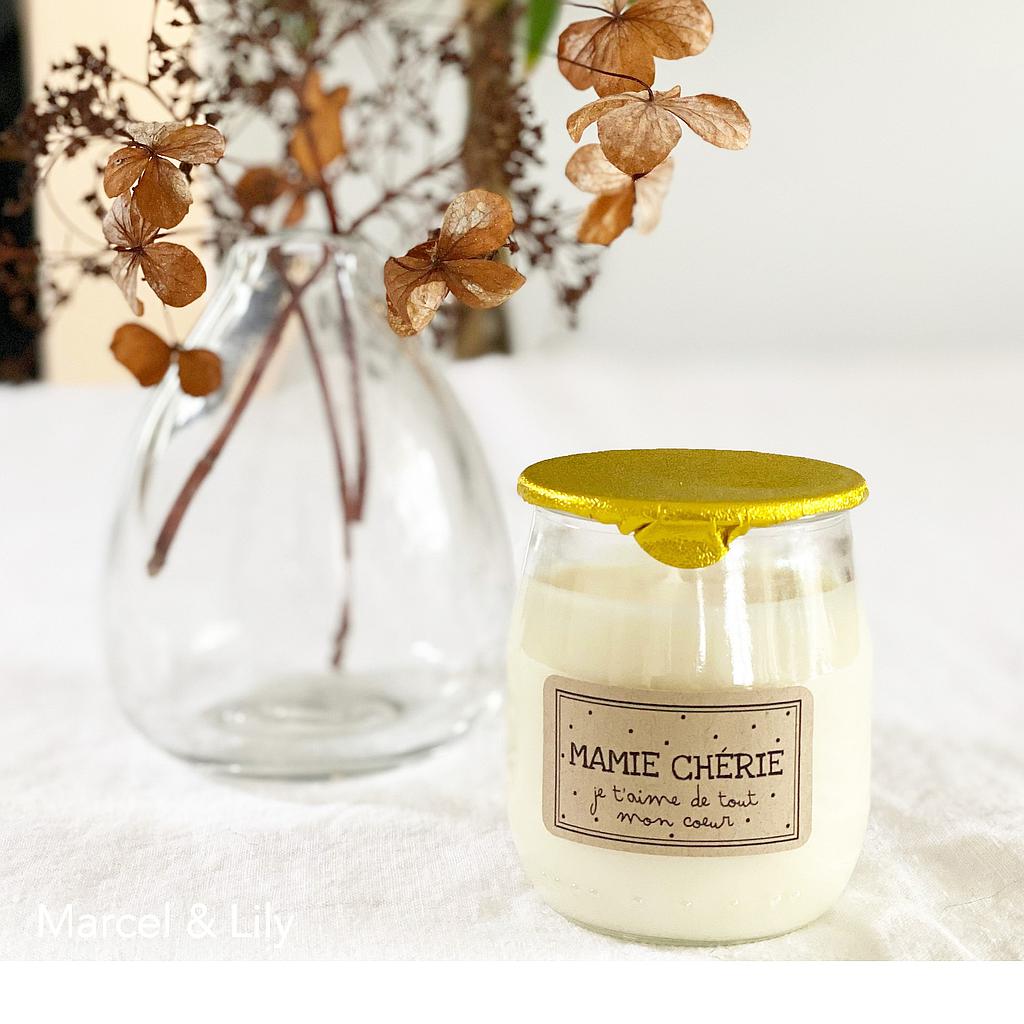 Bougie P'tit pot de yaourt  "Mamie" - Caramel au beurre salé