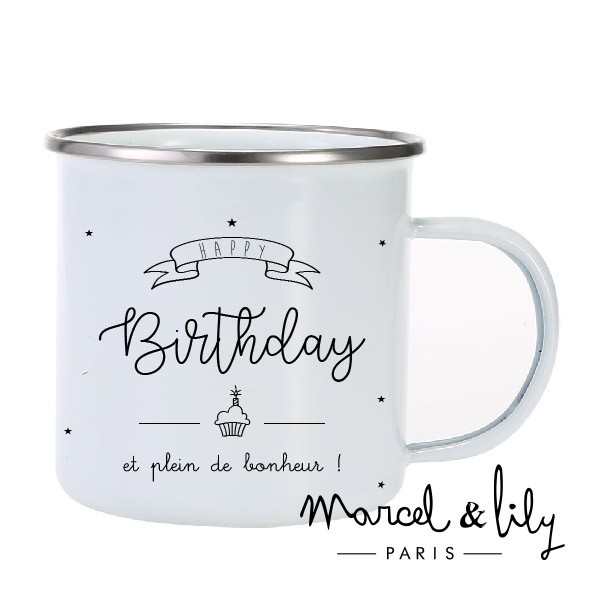 Tasse émaillée "Happy Birthday"