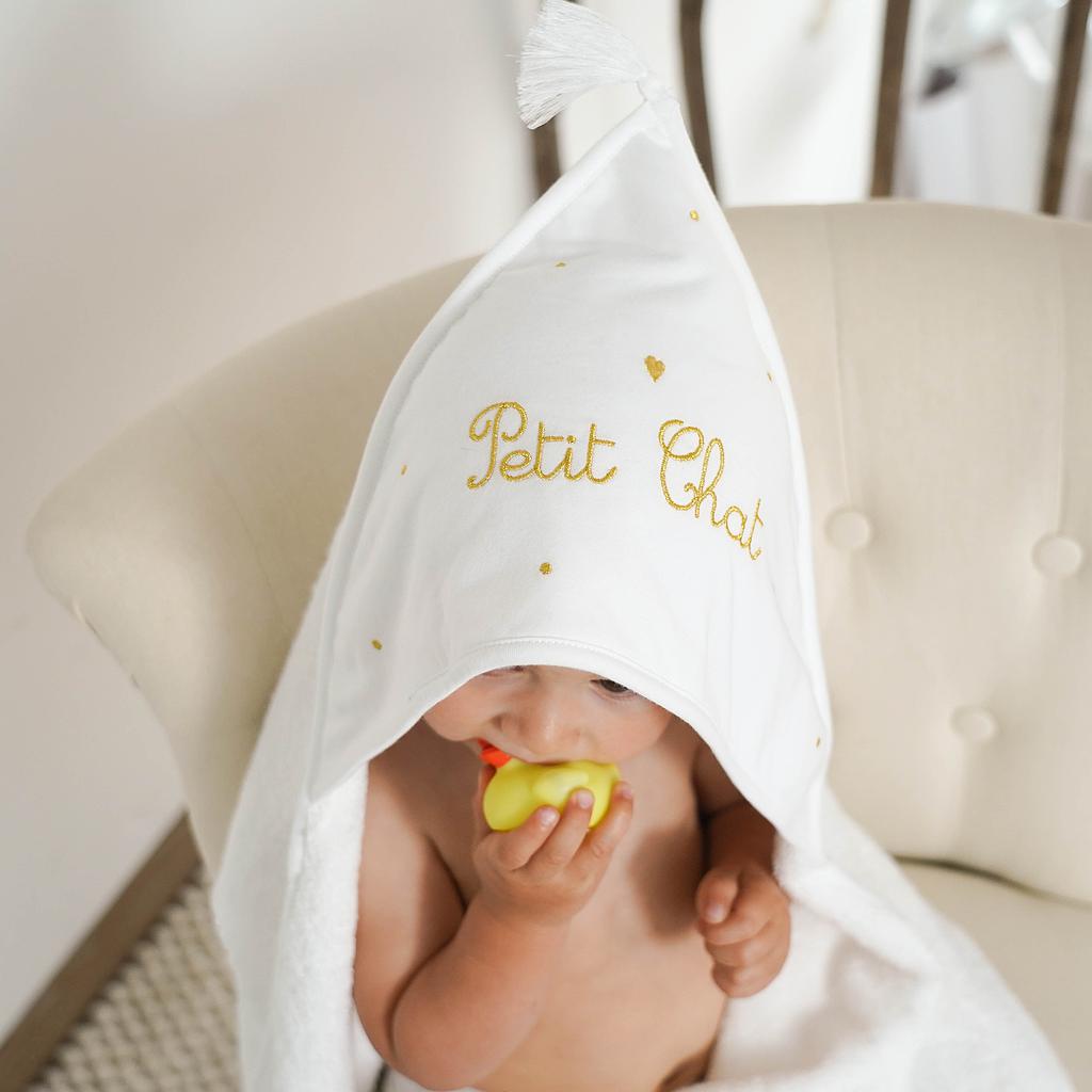 Cape de Bain à Pompons "Petit Chat"