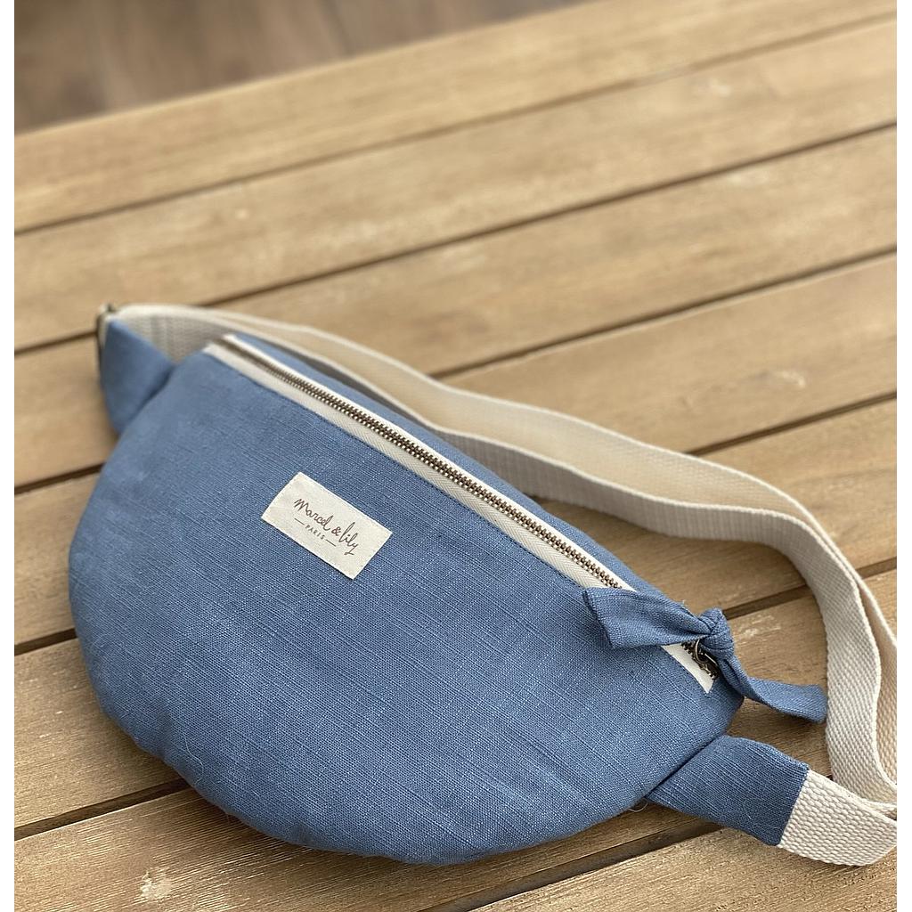 Sac Banane 100% lin - bleu jean