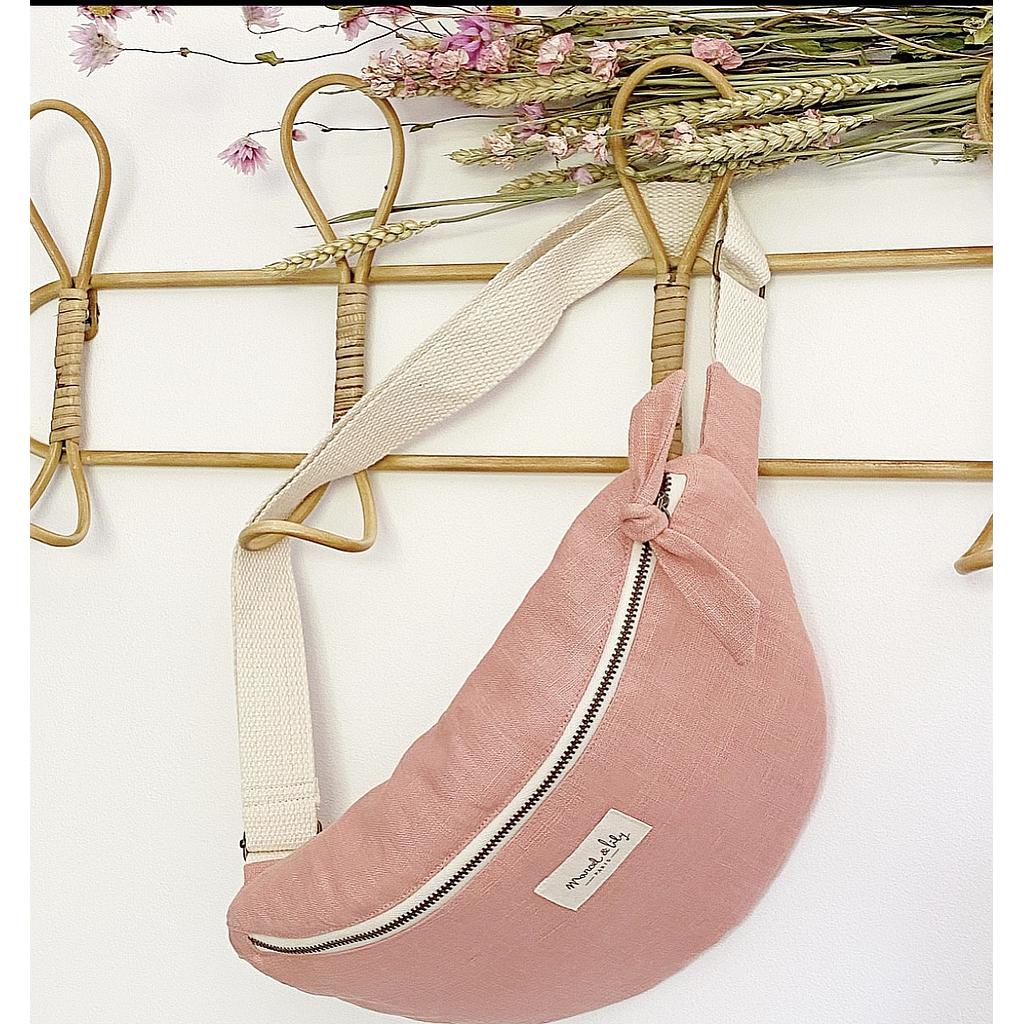Sac Banane 100% lin - vieux rose