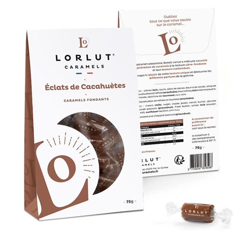 Caramels fondants aux éclats de cacahuètes - 75g