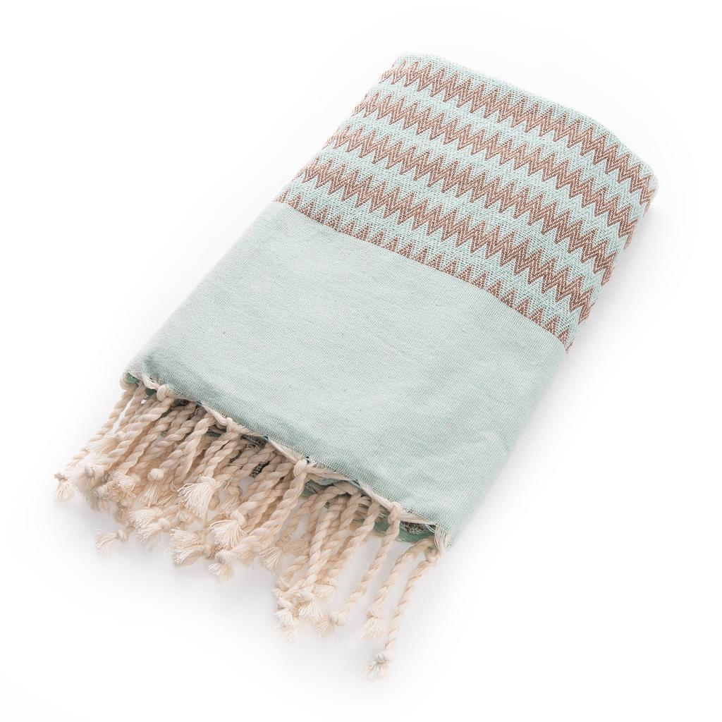FOUTA BALI - vert d'eau / chocolat