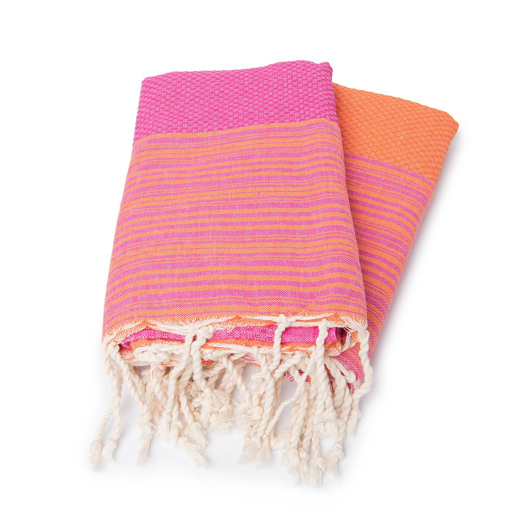 FOUTA IBIZA duo (2 foutas) - Orange / fuschia