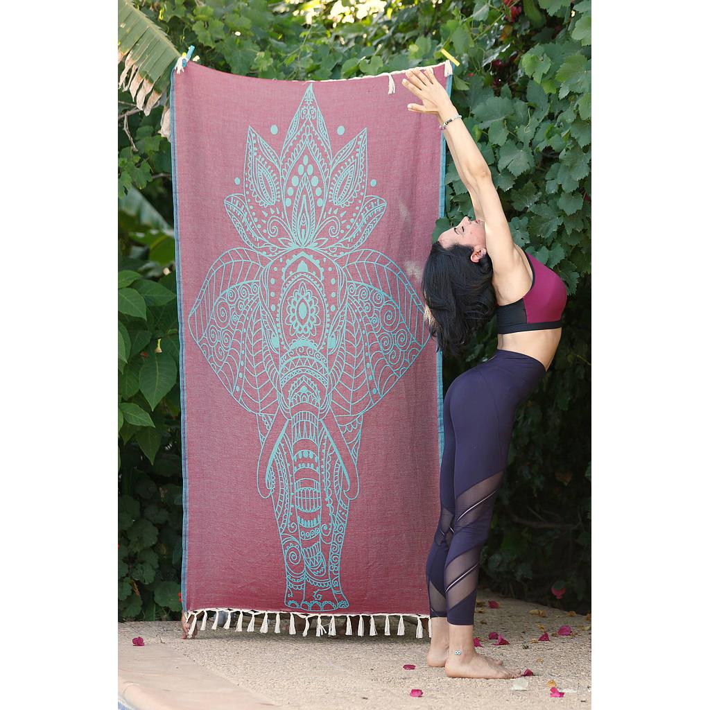 Fouta réversible SACRED TEMPLE - Rouge