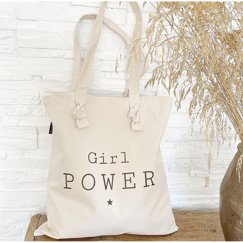 Tote-Bag à noeuds écru " Girl Power"